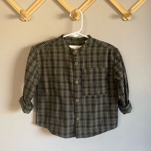 Zara Dark Green Plaid Button Down Shirt